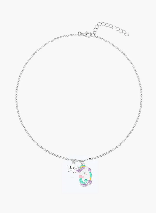 Flora Bella By Shoexpress Unicorn Pendant Bff Necklace - Set Of 2